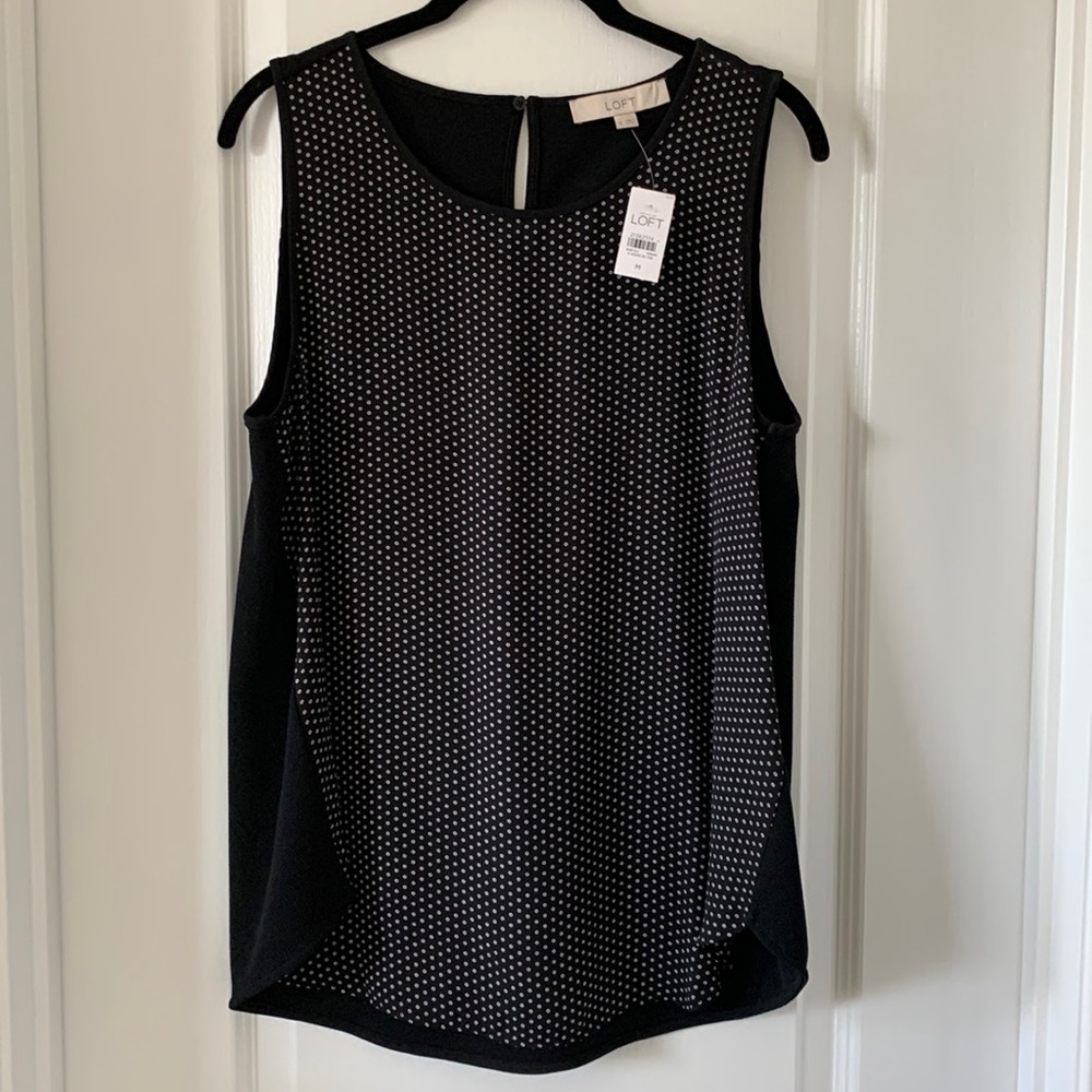 NWT LOFT Sleeveless Polka Dot Print Top Size Medium